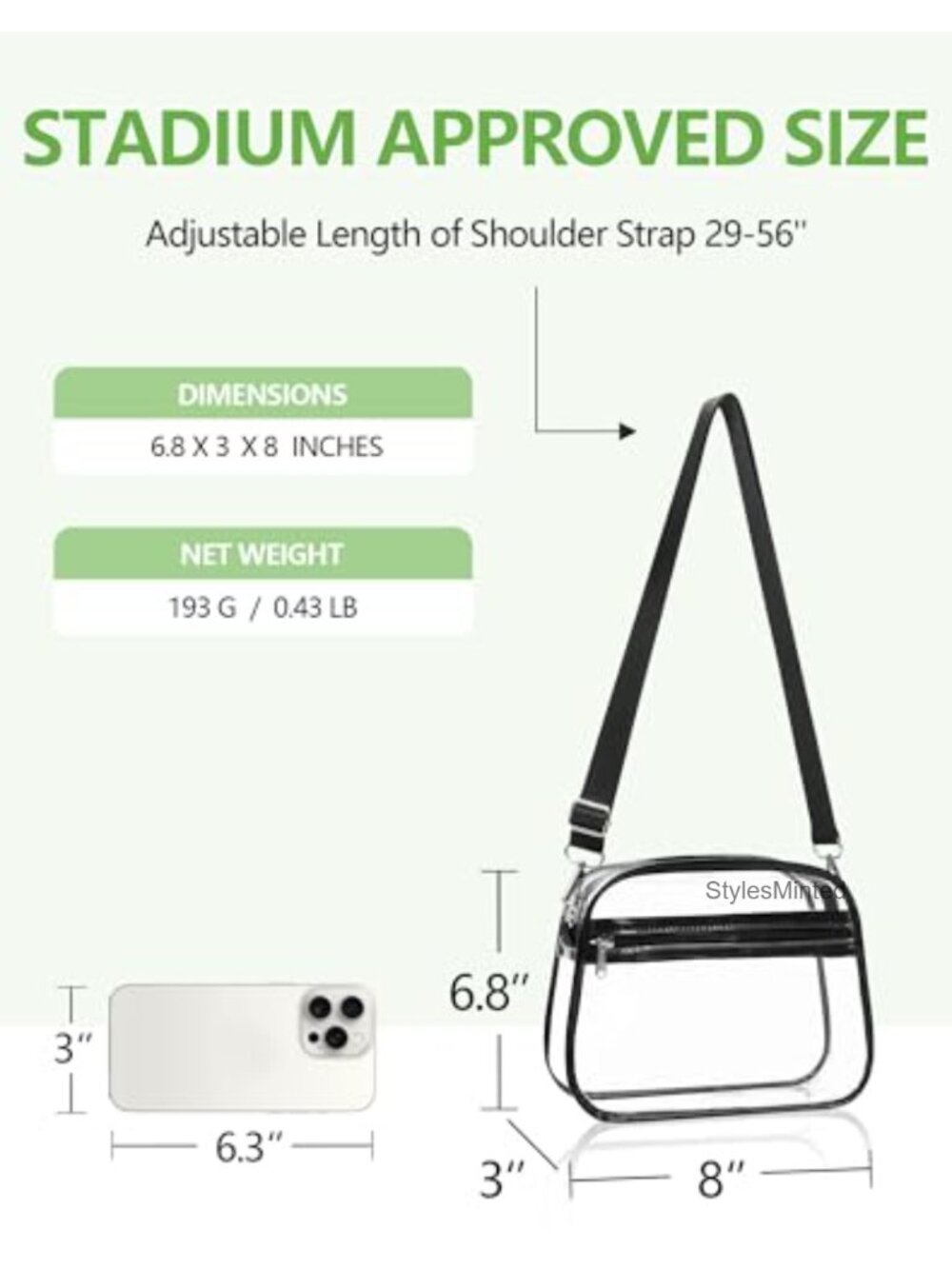 Clear Stadium Approved Crossbody Purse - PVC Transparent Bag for Concerts and - Picture 2 of 6